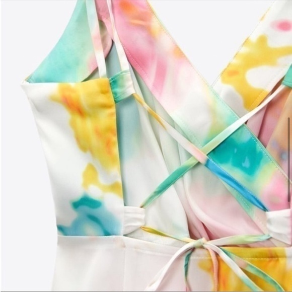 ZARA NWT Print satin effect Dress - Picture 7 of 10